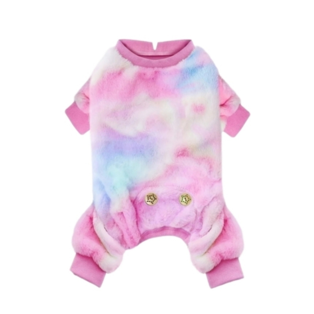 Kyesse Dog Sweater Faux Fur Rainbow Tye Dye Soft Pajamas